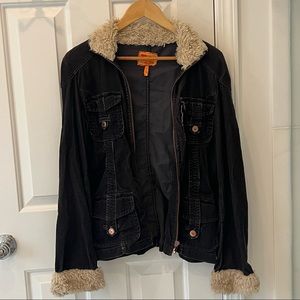 Vintage corduroy jacket with faux shearling collar